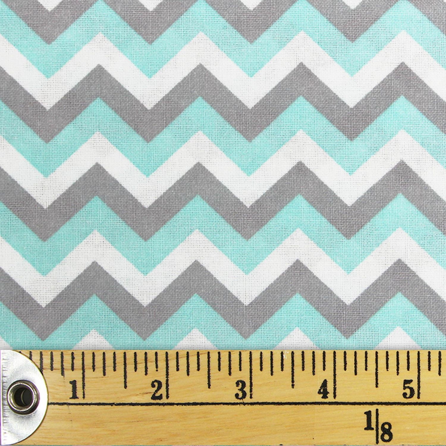 Fabric Creations Turquoise, White and Grey Chevrons Fat Quarter Pre-Cut Fabric - 18" x 21" / 45cm x 53cm