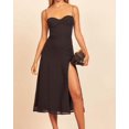 thumbnail image 1 of Bazaleas Robes Rétro Slim Chic Marron Robe Aguichant à Pois Fendue Vestidos Vintage Tube Top Robe Femme, 1 of 7