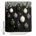 thumbnail image 2 of Black Christmas Waterproof Fabric Shower Curtain, Xmas Pine Needles Balls Snowflake Shower Curtain for Bathroom Curtains Bathtubs Hotel Washable Shower Curtains with 12 Hooks Standard 60x72, 2 of 6
