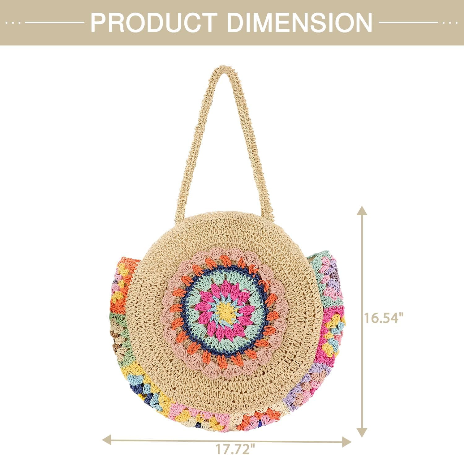 Straw Bags for Women Large Beach Tote Bag Floral Crochet Woven Shoulder Purse Summer Handbag