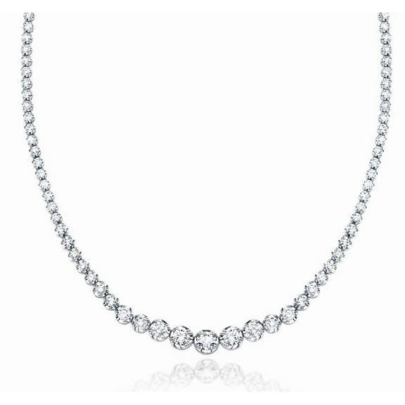 JewelMore 5ct. 14K White Gold 17 "Graduate Diamond Tennis Riviera Necklace(5.00 cttw, H-I Color, I1-I2 Clarity)