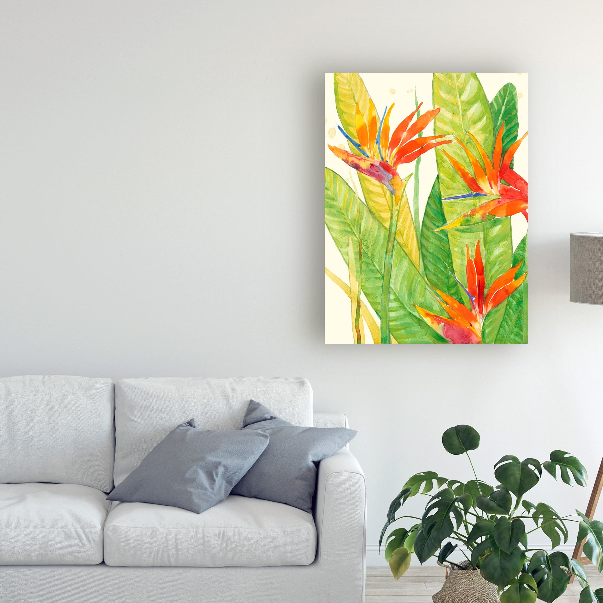 Tim Otoole 'Watercolor Tropical Flowers Iii' Canvas Art