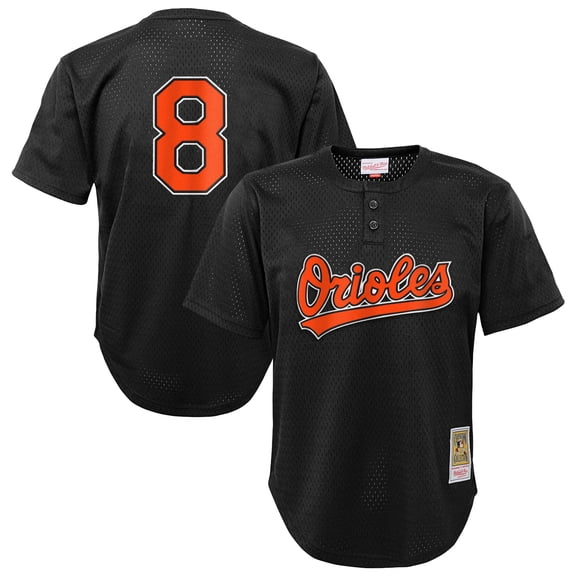 Toddler-Mitchell & Ness Cal Ripken Jr. Black Baltimore Orioles Throwback Mesh Batting Practice Jersey