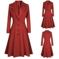 thumbnail image 2 of kakina CMSX Womens Jackets Lightweight, Womens Winter Lapel Button Long Trench Coat Jacket Ladies Overcoat Outwear Red, M, 2 of 8