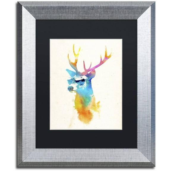Trademark Fine Art 'Sunny Stag' Canvas Art by Robert Farkas, Black Matte, Silver Frame