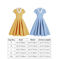 thumbnail image 3 of IBTOM CASTLE Women's Vintage Dress Plaid Floral Cocktail Party Swing Dresses 1950s Retro Gown Wedding Formal A-line Midi Dresses S Yellow Pocket, 3 of 8