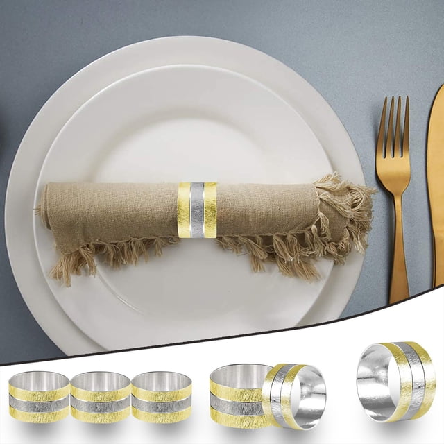 Oleegame 1PC Stainless Steel Cutlery Set 6PC Rings Buckle Dinners Napkin Weddings For Party Metal Festivals Kitchen,Dining & Bar