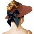thumbnail image 2 of Straw Sun Visor for Women, Wide Brim UPF 50+ Protection Beach Hat, Adjustable, Roll Up Foldable Ponytail Cap, 2 of 7