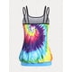thumbnail image 3 of Traje de Blouson Tankini de Tirantes Finos con Pintura de Tie Dye Rosegal  Leggings de talla grande, 3 of 5