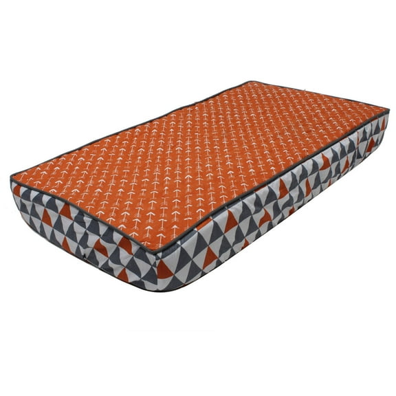Bacati - Playful Fox Orange/Grey Neutral Quilted Changing Pad Cover