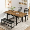 thumbnail image 3 of MIERES 4-Person Folding Kitchen Dining Table and Chair Set, featuring two chairs and a bench, solid wood table, extendable table, antique finish, 3 of 8