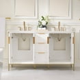 thumbnail image 3 of ANGELES HOME 60" Bathroom Vanity with Sink Top Combo Set, Solid Wood Bathroom Makeup Cabinet W/ 4 Soft-Close Door and 3 Soft-Close Drawers, Freestanding Bathroom Cabinet with Undermount Sink, 3 of 12