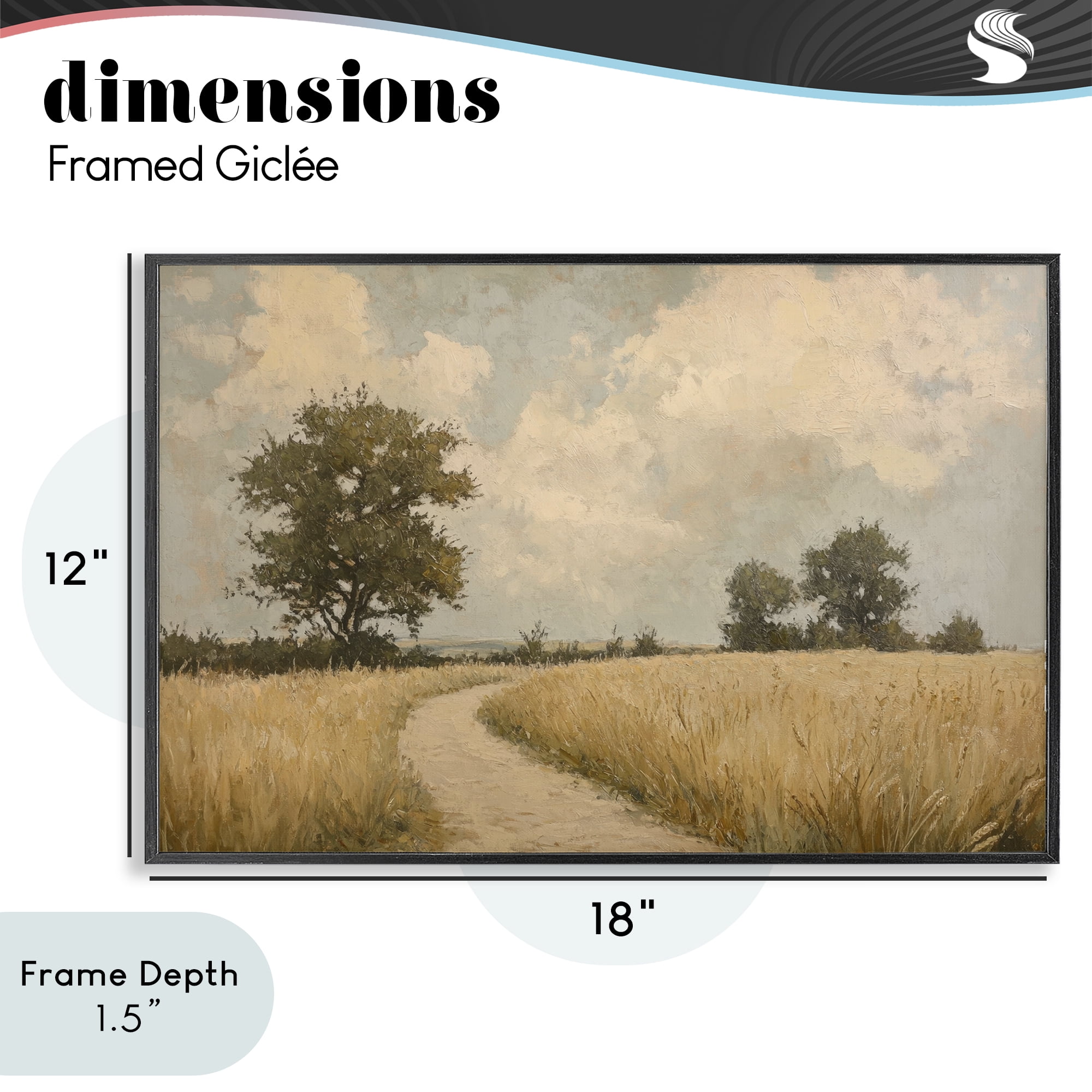 Stupell Industries Soft Field of Wheat Black Framed Giclee Art, design by Petal Prints Design