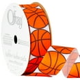 thumbnail image 3 of (3 pack) Offray Ribbon, White Orange 7/8 inch Basketball Grosgrain Ribbon, 9 feet, 1 Each, 3 of 10