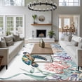thumbnail image 3 of Large Area Rugs for Living Room Bedroom, Summer Sea Turtles 8'x10' Rug Washable Carpet Runner Indoor Outdoor, Coastal Watercolor Ocean Corals Non Slip Floor Mats Rug for Kitchen, Patio, 3 of 8