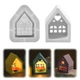 khvru 2024 Newest 3D House Candle Holder Silicone Mold DIYCement Gypsum