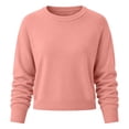 thumbnail image 6 of Dwellite Women Sweaters Knitted Cropped Crewneck Basic Trendy Fall Tops Cropped Sweater Winter Long Sleeve Dressy Top 2026 Pink L, 6 of 6