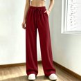 thumbnail image 5 of Kttectoa Pants for Women Wide Leg Drawsting Waist Loose Corduroy Pants Solid Fill Length with Pockets Casual Lounge Fall Winter, 5 of 5