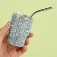 thumbnail image 2 of Sparkling Mini Tumbler Shot Glass, 3 oz Diamond Tumbler Shot with Straw and Lid Cute Tumbler Shot Glass Stainless Steel Double Wall Glitter Bulk for Party Bar Travel Camping, Blue, 2 of 6