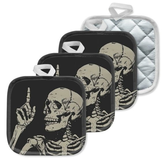 4 Pack Pot Holders,Kitchen Essential, Potholder Set,Skeleton'S Directional Gesture In Plain Tones