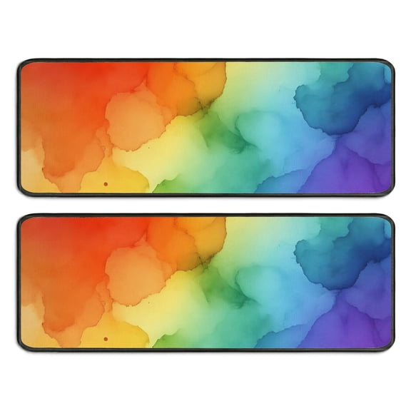 Kitchen Rugs Sets Of 2,Rainbow Tie Dye Ink Pattern Anti Fatigue Kitchen Mat Rugs Non Slip Washable,Decorative Kitchen Floor Mats for Kitchen,Sink,Laundry,17"x47" 17"x47"