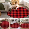 thumbnail image 5 of Non-Slip Rug Pad Rugs Red Black Buffalo Lattice Round Area Rugs 5Ft Soft Carpet Pads for Living Room Kids Room, Classic Modern Plaid, 5 of 9