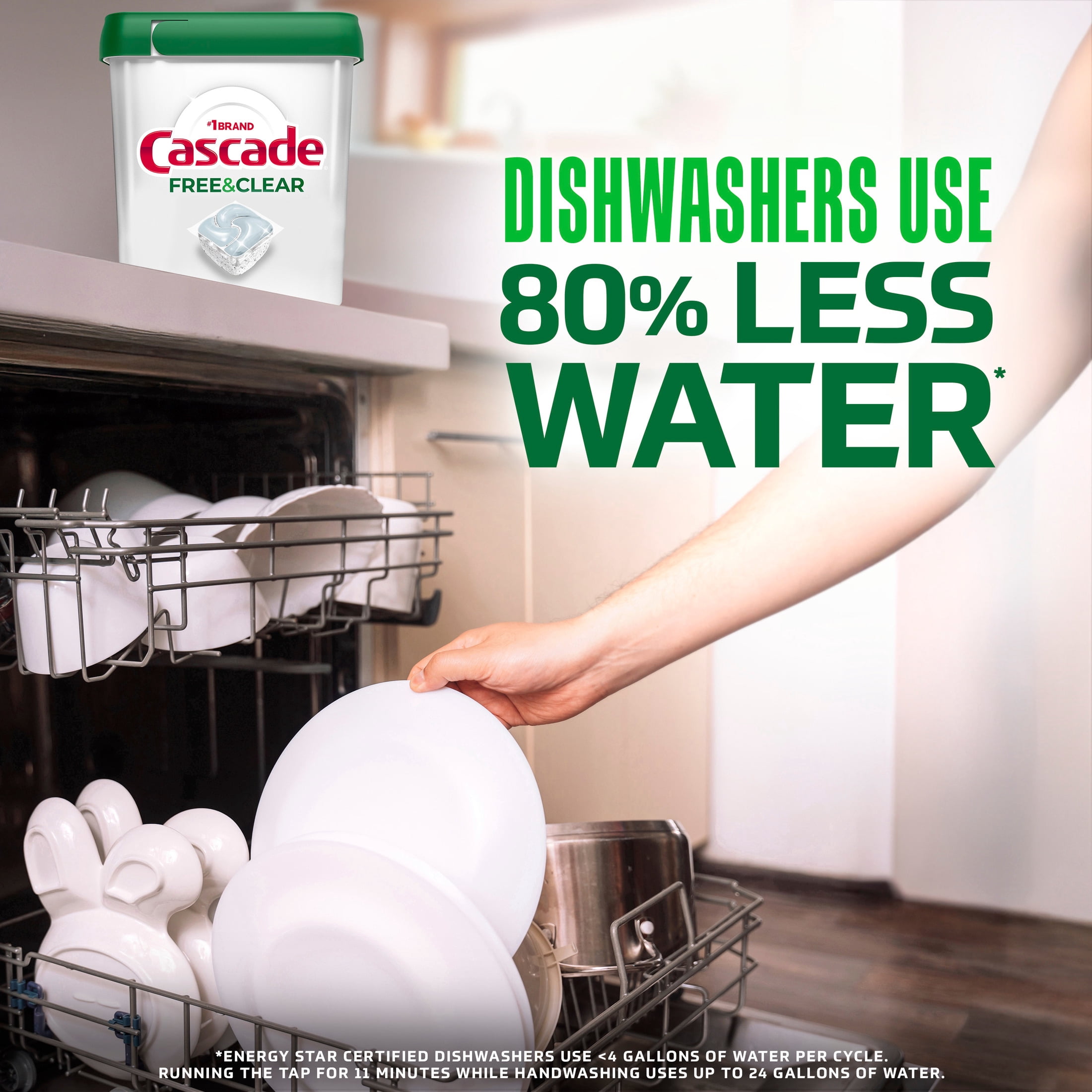 Cascade Free & Clear Dishwasher Pods, Dish Detergent Soap, Unscented, 47 Count