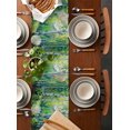 thumbnail image 5 of Green Oil Painting Burlap Cotton Table Runner 14x72 Inches Long, Modern Abstract Art Summer Tree Farmhouse Table Runners, Outdoor Dining Tablecloths Decor for Baby Shower/Party/Wedding, 5 of 6