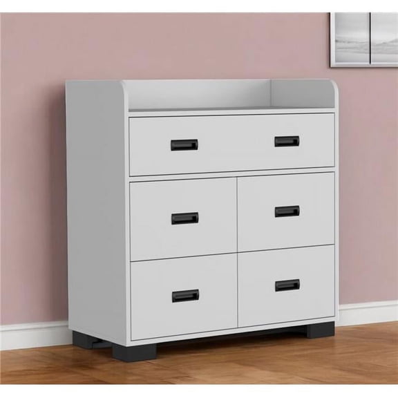 HomeRoots 544016 34 in. White Five Drawer Dresser