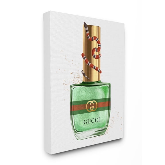 Stupell Industries Makeup Nail Polish Green Gold Snake Fashion Design Canvas Wall Art by Ziwei Li