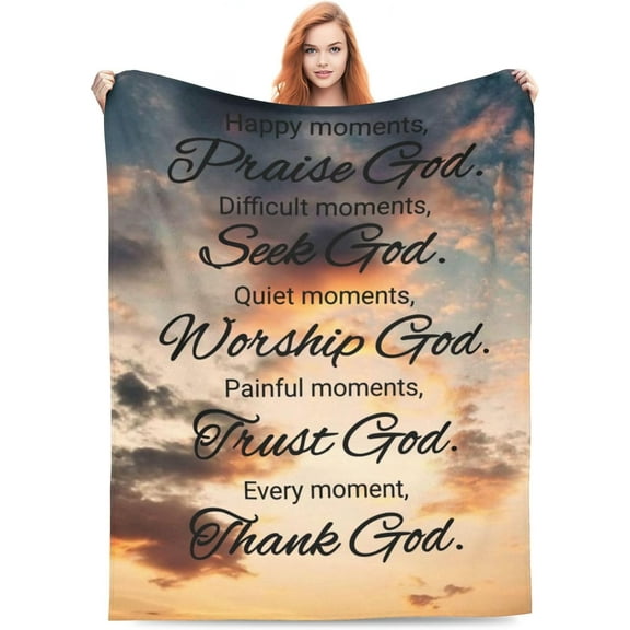 Christian Gifts for Women Inspirational Bible Verse Blanket Religious Scripture Prayer Faith Throw Blanket Soft Flannel Healing Blanket 40"X50" inches