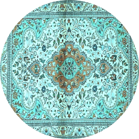 Ahgly Company Indoor Round Persian Light Blue Traditional Area Rugs, 4' Round