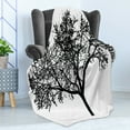 thumbnail image 4 of Tree Soft Flannel Fleece Throw Blanket, Silhouette Style Bare Branches in Monochromatic Design Nature Illustration, Cozy Plush for Indoor and Outdoor Use, 50" x 70", Charcoal Grey White, by Ambesonne, 4 of 5