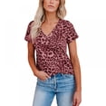 thumbnail image 3 of Monfince Women's Casual Tops Short Sleeve V-Neck Leopard Print Shirts Loose Blouse Basic Tee T-Shirt, 3 of 5