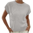 thumbnail image 3 of AnuYalue Womens Short Sleeve Sweater Trendy Floral Pullover Sweaters Summer Casual Crewneck Lightweight Knit Tops, 3 of 9