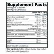 Twinlab Stress B-Complex Caps - High Potency Vitamin B Complex Capsules with Vitamin C 1000mg - Long-Lasting Energy B Vitamins Complex for Immune Support, and More - 100 Capsules (Pack of 2)