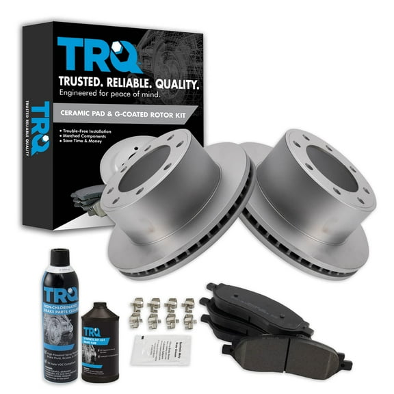 TRQ Brake Pad & Coated Rotor Kit Metallic Rear w/Chemicals BKA24322