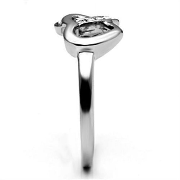 TK695 - High polished (no plating) Stainless Steel Ring with Top Grade Crystal in Clear