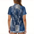 thumbnail image 6 of JoveMarine Women's Casual Short Sleeve Button Up Shirt with Lapel Collar Striped Plaid Print Blouse Lightweight Top for Daily Wear Spring/Summer Blue L, 6 of 6