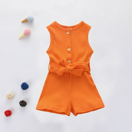 

Girls Clothes Baby Girls Sleeveless Solid Romper Jumpsuit Clothes 100