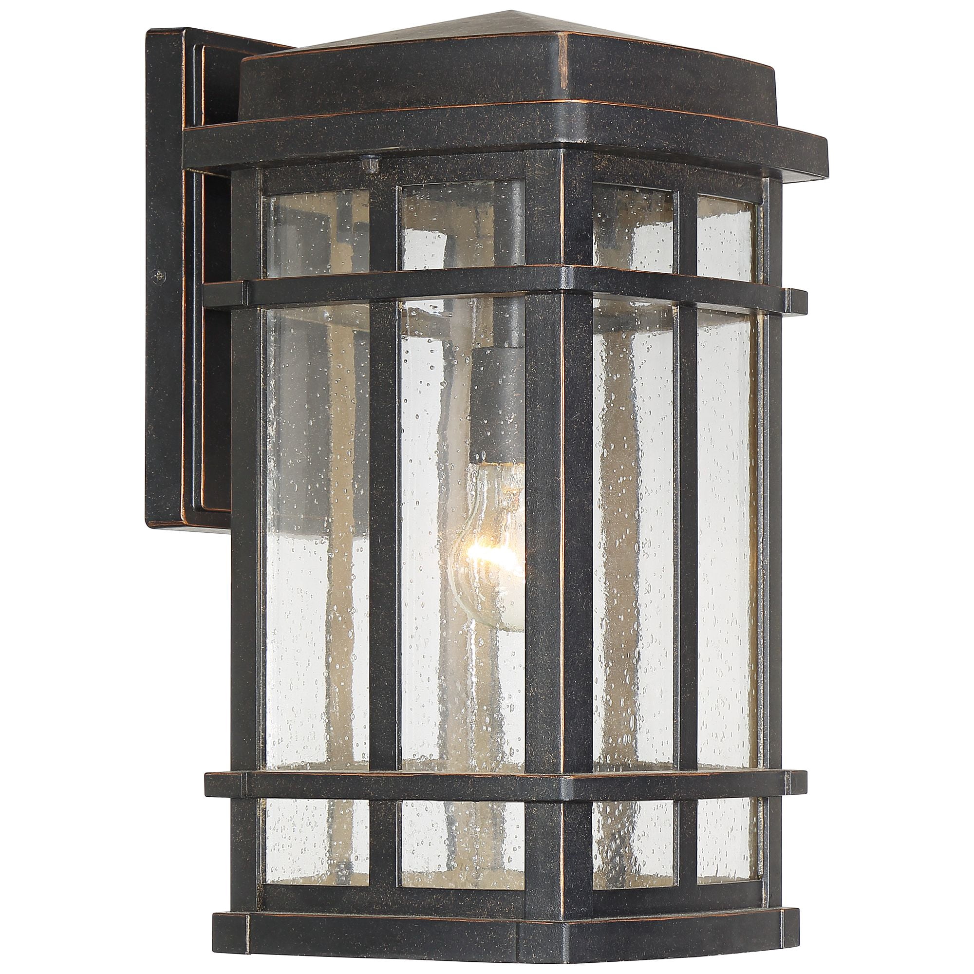 John Timberland Neri Mission Outdoor Wall Light Fixture Oil Rubbed Bronze 16" Clear Seedy Glass for Post Exterior Barn Deck House Porch Yard Patio