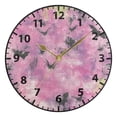thumbnail image 5 of Pink Background Pattern Wall Clock Modern Small Clock Black Hands for Office, Home, Bedroom,School 9.84in, 5 of 11