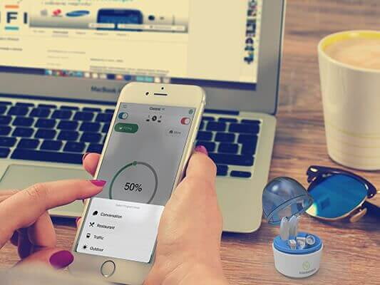 Wireless Rechargeable DiscoMax Hearing Amplifiers for smart phone iphone/iOS/Android - Exchangeable replaceable battery modules - BTE types and affordable price - Right