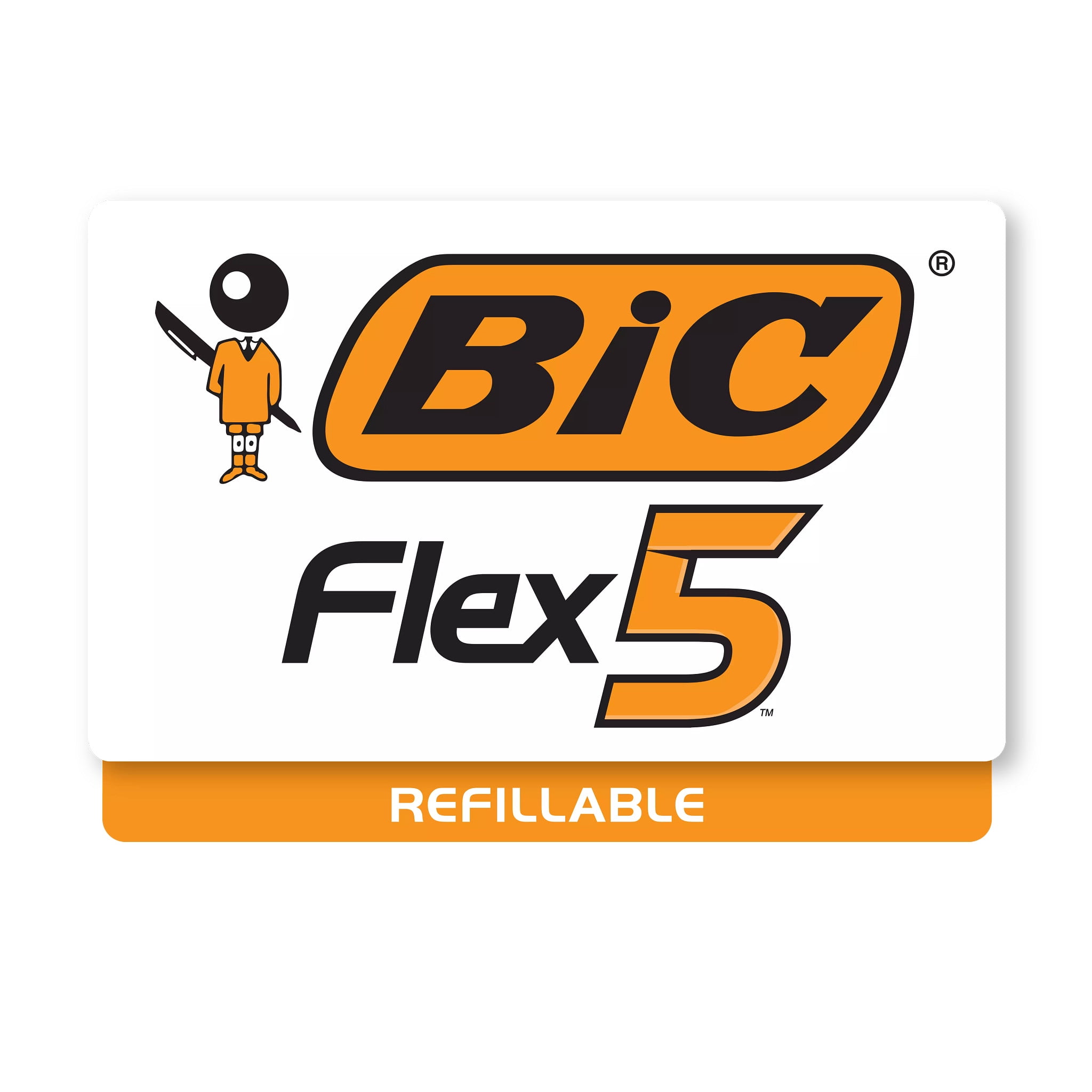 BIC Flex 5 Refillable Razor Cartridges, Men's, 5-Blade, 12 Count