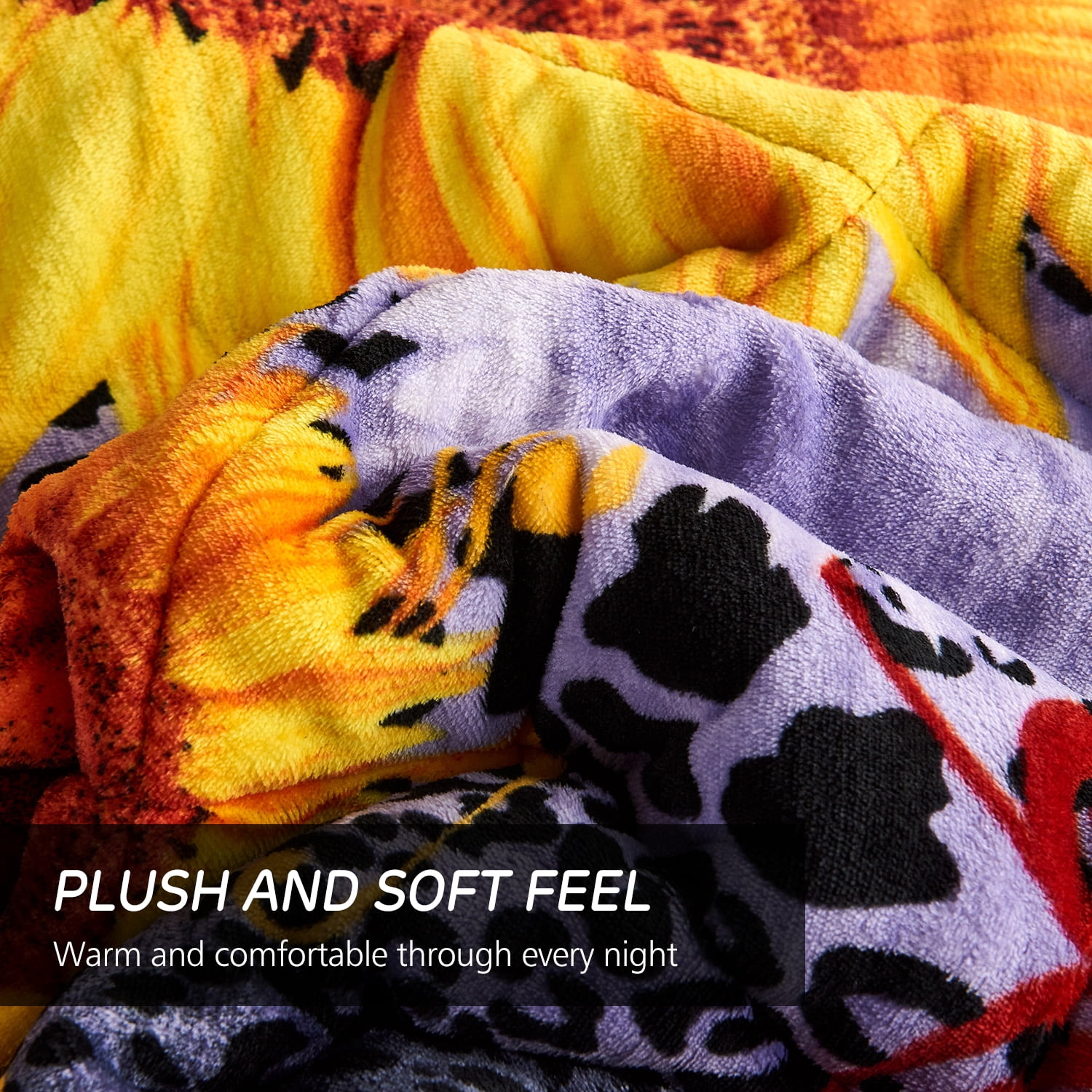 JML Plush Sherpa Bed Blanket, Fluffy & Soft, Reversible, Thick, Queen 75"x83",Sunflower