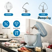 Beaquicy K45WW Stand Mixer Attachments Dough Hook Wire Whip Flat Blade Paddle with Scraper for KSM150 Tilt Head