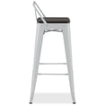 thumbnail image 3 of BELLEZE 30Inch Seat Height Metal Dining Chairs Bar Stools With Wood Seat and Low Backrest, Counter Height Stool, White, 3 of 7