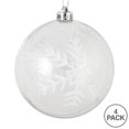 thumbnail image 2 of Vickerman N181100 4 in. Clear Ball White Glitter Snowflake  4 per Box, 2 of 3