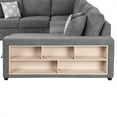 thumbnail image 5 of EUROCO 109" U-shaped Sectional Sofa Couch, Chenille Pull-out Sofa Bed with 2 USB Ports, a Storage Chaise Lounge, 4 Back Pillows and Wide Armrest with Storage Shelf for Living Room, Grey, 5 of 8
