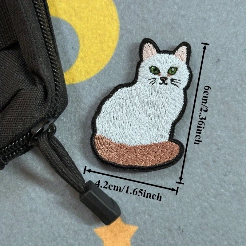 Embroidered Kitten Patch with Hook & Loop Backing - Multi-Color Tactical Badge for Backpacks, Hats, and Military Armbands
